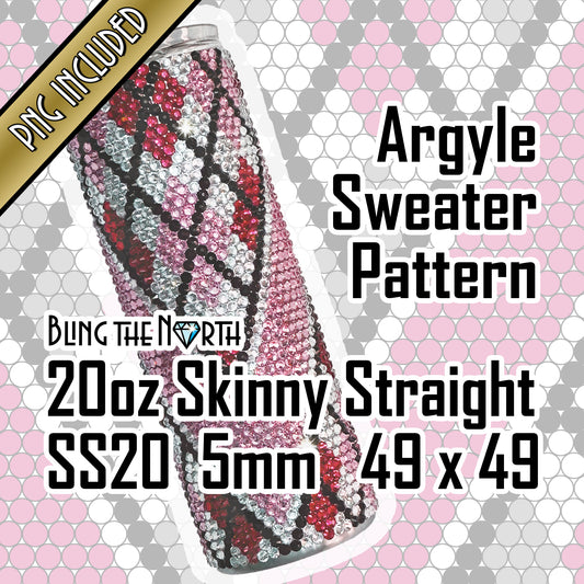 ARGYLE SWEATER Rhinestone Pattern Template | SS20 5mm - 20oz Straight Skinny Tumbler Design | PNG for Sublimation or Vinyl