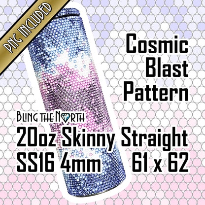 COSMIC BLAST - SAPPHIRE Rhinestone Pattern Template | SS16 4mm - 20oz Skinny Straight Tumbler Design | PNG for Sublimation or Vinyl