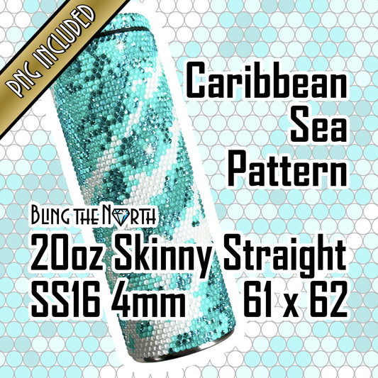 CARIBBEAN SEA Rhinestone Pattern Template | SS16 4mm - 20oz Skinny Straight Tumbler Design | PNG for Sublimation or Vinyl