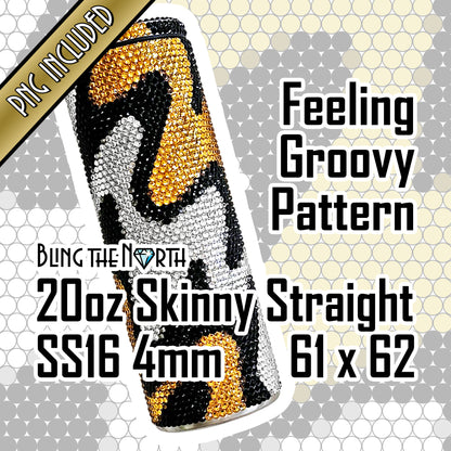 FEELING GROOVY Rhinestone Pattern Template | SS16 4mm - 20oz Skinny Straight Tumbler Design | PNG for Sublimation or Vinyl