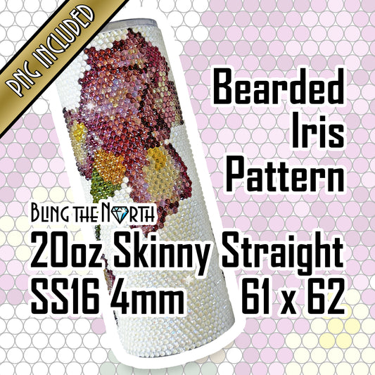 BEARDED IRIS Rhinestone Pattern Template | SS16 4mm - 20oz Skinny Straight Tumbler Design | PNG for Sublimation or Vinyl