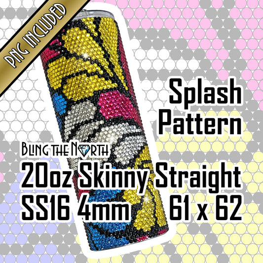 SPLASH Rhinestone Pattern Template | SS16 4mm - 20oz Skinny Straight Tumbler Design | PNG for Sublimation or Vinyl