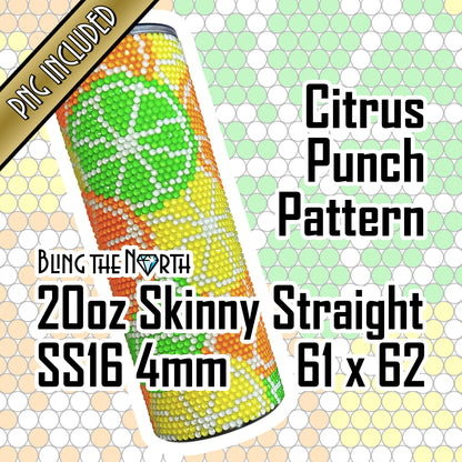 CITRUS PUNCH Rhinestone Pattern Template | SS16 4mm - 20oz Skinny Straight Tumbler Design | PNG for Sublimation or Vinyl