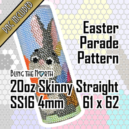 EASTER PARADE Rhinestone Pattern Template | SS16 4mm - 20oz Skinny Straight Tumbler Design | PNG for Sublimation or Vinyl