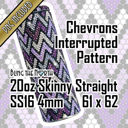 CHEVRONS INTERRUPTED Rhinestone Pattern Template | SS16 4mm - 20oz Skinny Straight Tumbler Design | PNG for Sublimation or Vinyl