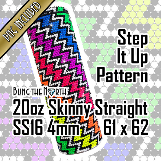 STEP IT UP Rhinestone Pattern Template | SS16 4mm - 20oz Skinny Straight Tumbler Design | PNG for Sublimation or Vinyl