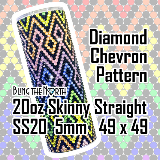 DIAMOND CHEVRON Rhinestone Pattern Template | SS20 5mm - 20oz Skinny Straight Tumbler Design | Pride | PNG for Sublimation