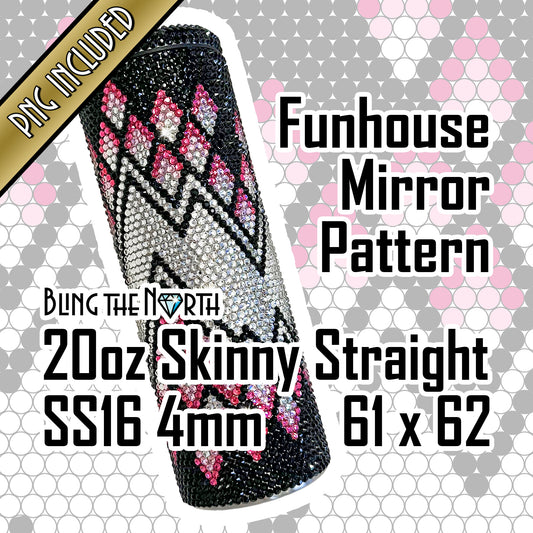 FUNHOUSE MIRROR Rhinestone Pattern Template | SS16 4mm - 20oz Skinny Straight Tumbler Design | PNG for Sublimation or Vinyl