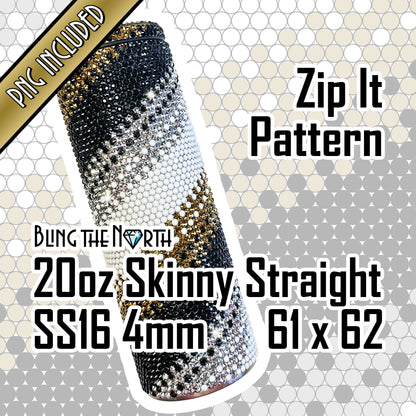 ZIP IT Rhinestone Pattern Template | SS16 4mm - 20oz Skinny Straight Tumbler Design | PNG for Sublimation or Vinyl