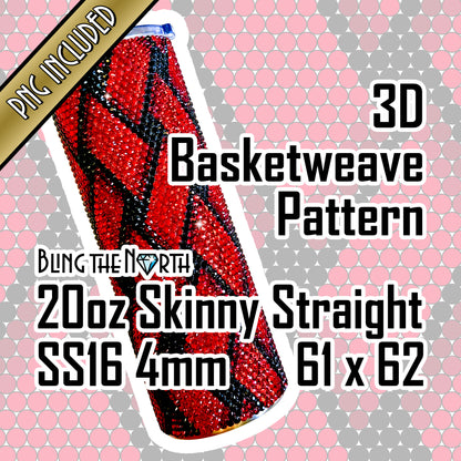 3D BASKETWEAVE Rhinestone Pattern Template | SS16 4mm - 20oz Skinny Straight Tumbler Design | PNG for Sublimation or Vinyl