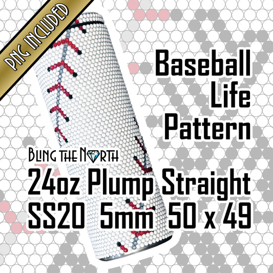 BASEBALL LIFE Custom NAME Rhinestone Pattern Template | SS20 5mm - 24oz Plump Straight Tumbler Design | PNG for Sublimation or Vinyl