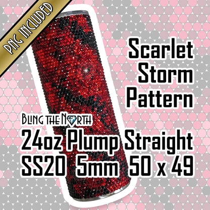 SCARLET STORM Rhinestone Pattern Template | SS20 5mm - 24oz Plump Straight Tumbler Design | PNG for Sublimation or Vinyl