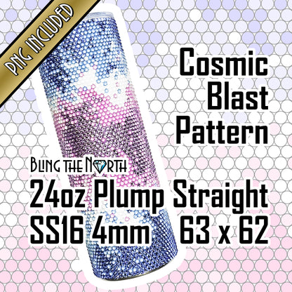 COSMIC BLAST - SAPPHIRE Rhinestone Pattern Template | SS16 4mm - 24oz Plump Straight Tumbler Design | PNG for Sublimation or Vinyl