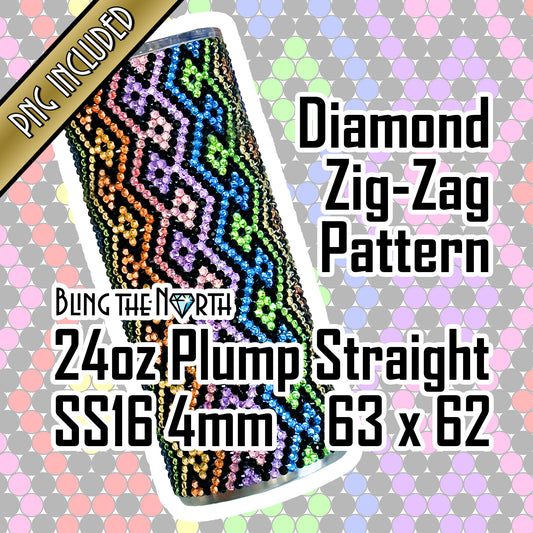 DIAMOND ZIG-ZAG Rhinestone Pattern Template | SS16 4mm - 24oz Plump Tumbler Design | PNG for Sublimation or Vinyl | Pride