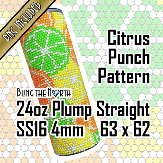 CITRUS PUNCH Rhinestone Pattern Template | SS16 4mm - 24oz Plump Straight Tumbler Design | PNG for Sublimation or Vinyl