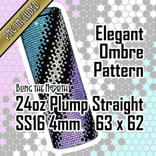 ELEGANT OMBRE Rhinestone Pattern Template | SS16 4mm - 24oz Plump Straight Tumbler Design | PNG for Sublimation or Vinyl