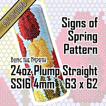 SIGNS OF SPRING Rhinestone Pattern Template | SS16 4mm - 24oz Plump Straight Tumbler Design | PNG for Sublimation or Vinyl