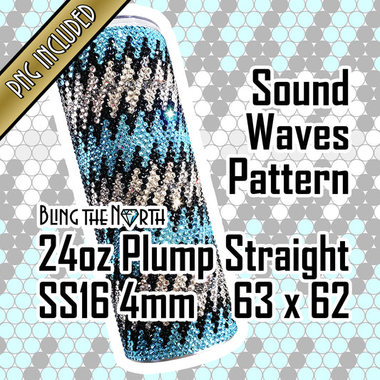 SOUND WAVES Rhinestone Pattern Template | SS16 4mm - 24oz Plump Straight Tumbler Design | PNG for Sublimation or Vinyl