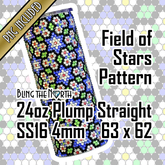 FIELD OF STARS Rhinestone Pattern Template | SS16 4mm - 24oz Plump Tumbler Design | PNG for Sublimation or Vinyl