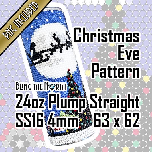 CHRISTMAS EVE Rhinestone Pattern Template | SS16 4mm - 24oz Plump Straight Tumbler Design | PNG for Sublimation or Vinyl