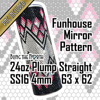 FUNHOUSE MIRROR Rhinestone Pattern Template | SS16 4mm - 24oz Plump Straight Tumbler Design | PNG for Sublimation or Vinyl