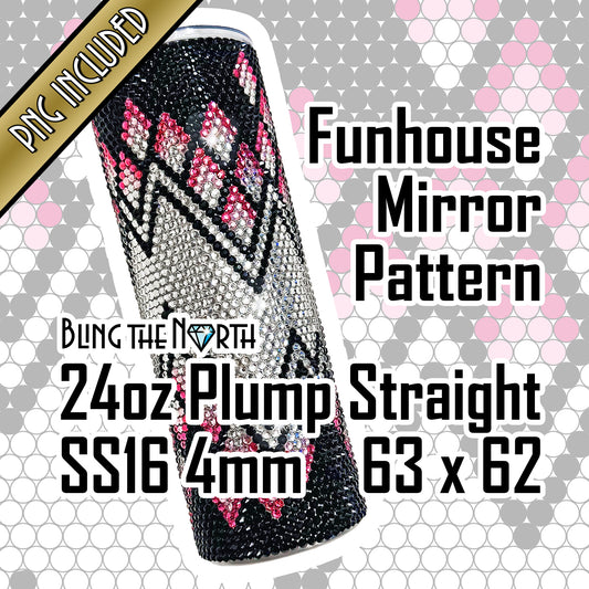 FUNHOUSE MIRROR Rhinestone Pattern Template | SS16 4mm - 24oz Plump Straight Tumbler Design | PNG for Sublimation or Vinyl