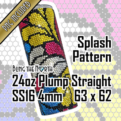 SPLASH Rhinestone Pattern Template | SS16 4mm - 24oz Plump Straight Tumbler Design | PNG for Sublimation or Vinyl