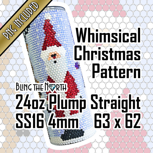 WHIMSICAL CHRISTMAS Rhinestone Pattern Template | SS16 4mm - 24oz Plump Straight Tumbler Design | PNG for Sublimation or Vinyl