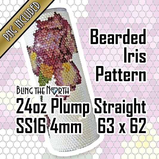 BEARDED IRIS Rhinestone Pattern Template | SS16 4mm - 24oz Plump Straight Tumbler Design | PNG for Sublimation or Vinyl