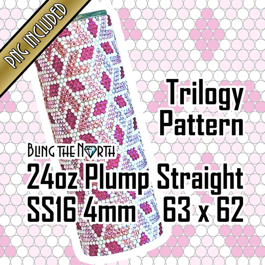 TRILOGY Rhinestone Pattern Template | SS16 4mm - 24oz Plump Tumbler Design | PNG for Sublimation or Vinyl