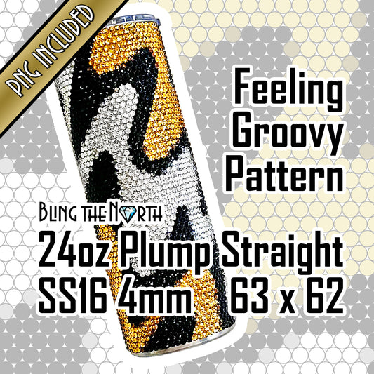 FEELING GROOVY Rhinestone Pattern Template | SS16 4mm - 24oz Plump Straight Tumbler Design | PNG for Sublimation or Vinyl