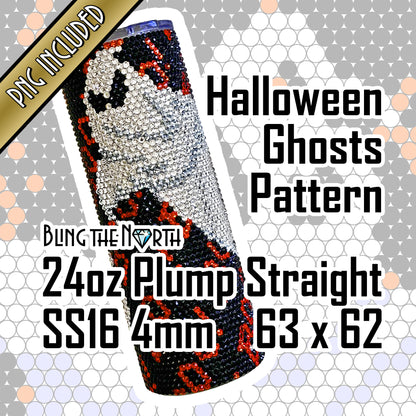 HALLOWEEN GHOSTS Rhinestone Pattern Template | SS16 4mm - 24oz Plump Straight Tumbler Design | PNG for Sublimation or Vinyl