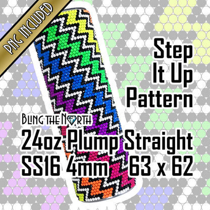 STEP IT UP Rhinestone Pattern Template | SS16 4mm - 24oz Plump Tumbler Design | PNG for Sublimation or Vinyl