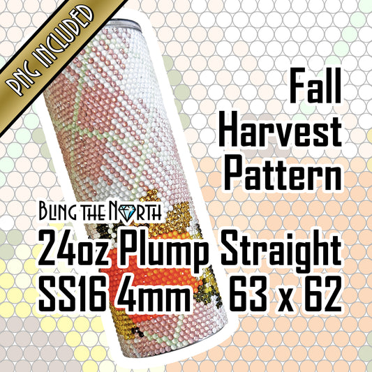 FALL HARVEST Rhinestone Pattern Template | SS16 4mm - 24oz Plump Straight Tumbler Design | Thanksgiving | PNG for Sublimation or Vinyl