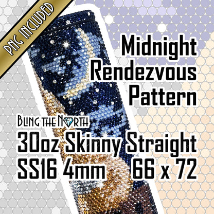 MIDNIGHT RENDEZVOUS Rhinestone Pattern Template  | SS16 4mm - 30oz Skinny Straight Tumbler Design | PNG for Sublimation or Vinyl