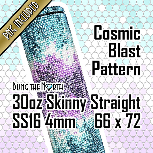 COSMIC BLAST - AQUA Rhinestone Pattern Template  | SS16 4mm - 30oz Skinny Straight Tumbler Design | PNG for Sublimation or Vinyl