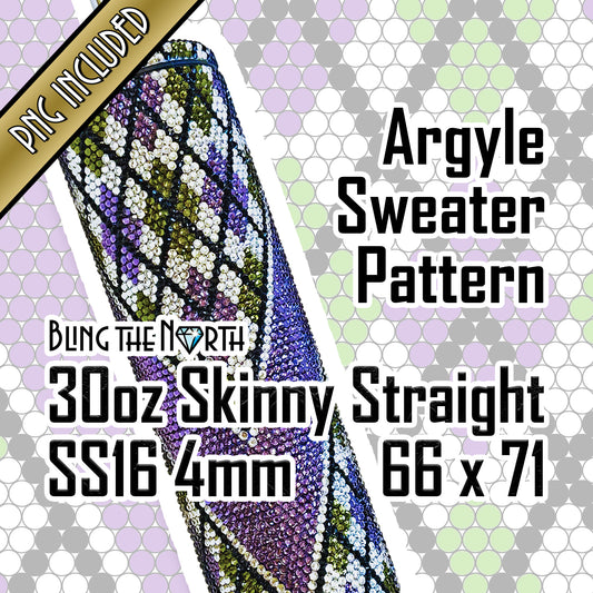 ARGYLE SWEATER Rhinestone Pattern Template | SS16 4mm - 30oz Skinny Straight Tumbler Design | PNG for Sublimation or Vinyl