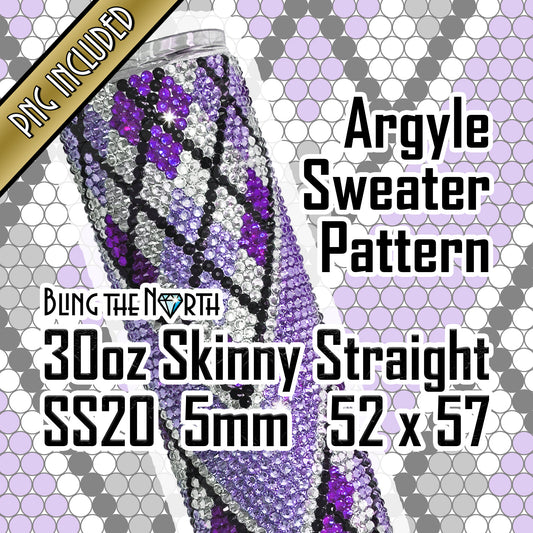 ARGYLE SWEATER Rhinestone Pattern Template | SS20 5mm - 30oz Skinny Straight Tumbler Design | PNG for Sublimation or Vinyl