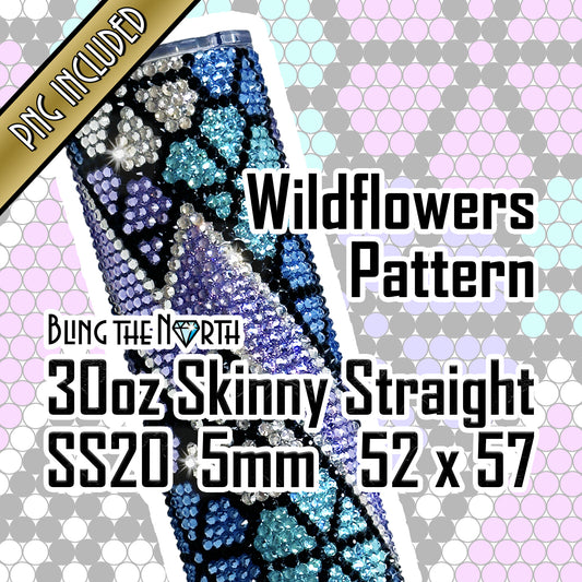 WILDFLOWERS Rhinestone Pattern Template | SS20 5mm - 30oz Skinny Straight Tumbler Design | PNG for Sublimation or Vinyl