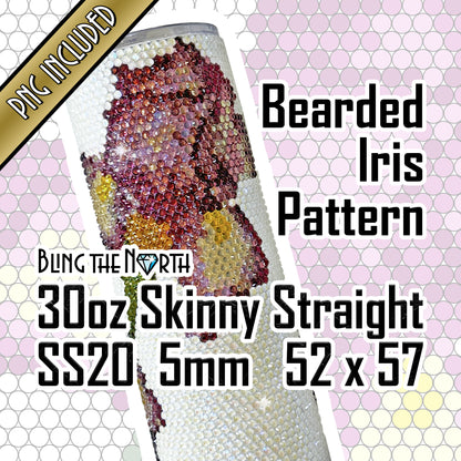 BEARDED IRIS Rhinestone Pattern Template | SS20 5mm - 30oz Skinny Straight Tumbler Design | PNG for Sublimation or Vinyl