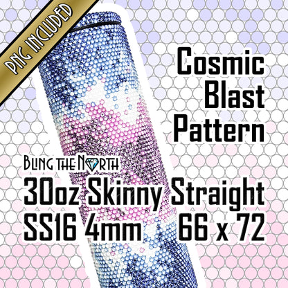 COSMIC BLAST - SAPPHIRE Rhinestone Pattern Template  | SS16 4mm - 30oz Skinny Straight Tumbler Design | PNG for Sublimation or Vinyl