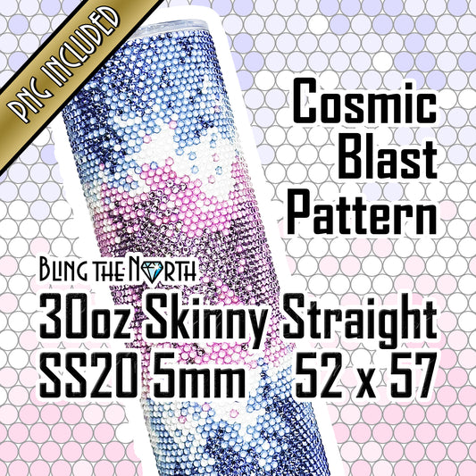 COSMIC BLAST - SAPPHIRE Rhinestone Pattern Template  | SS20 5mm - 30oz Skinny Straight Tumbler Design | PNG for Sublimation or Vinyl