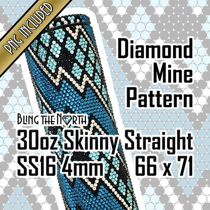 DIAMOND MINE Rhinestone Pattern Template | SS16 4mm | 30oz Skinny Straight Tumbler Design | PNG for Sublimation or Vinyl