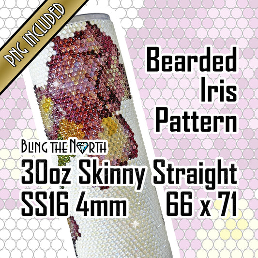 BEARDED IRIS Rhinestone Pattern Template | SS16 4mm - 30oz Skinny Straight Tumbler Design | PNG for Sublimation or Vinyl