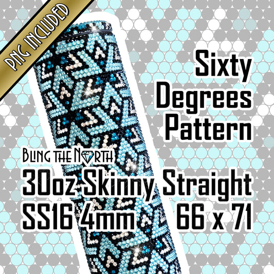 SIXTY DEGREES Rhinestone Pattern Template | SS16 4mm - 30oz Skinny Straight Tumbler Design | PNG for Sublimation or Vinyl