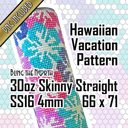 HAWAIIAN VACATION Rhinestone Pattern Template | SS16 4mm - 30oz Skinny Straight Tumbler Design | PNG for Sublimation or Vinyl