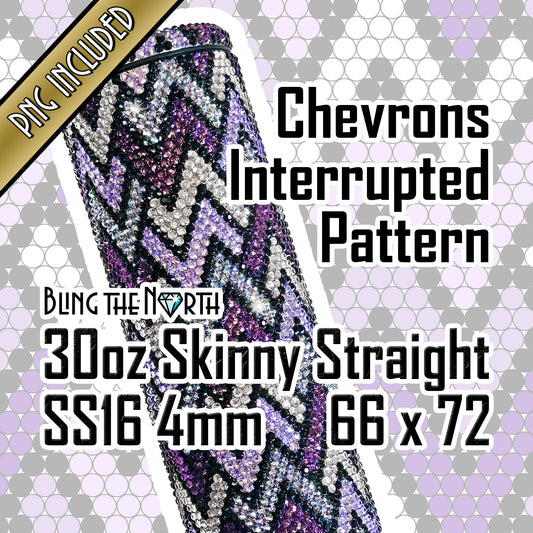 CHEVRONS INTERRUPTED Rhinestone Pattern Template  | SS16 4mm - 30oz Skinny Straight Tumbler Design | PNG for Sublimation or Vinyl