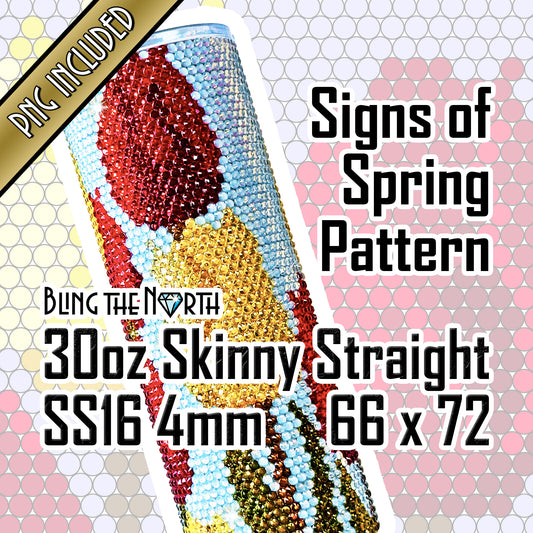 SIGNS OF SPRING Rhinestone Pattern Template  | SS16 4mm - 30oz Skinny Straight Tumbler Design | PNG for Sublimation or Vinyl