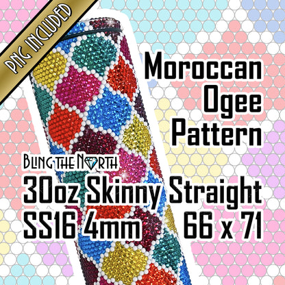 MOROCCAN OGEE Rhinestone Pattern Template | SS16 4mm - 30oz Skinny Straight Tumbler Design | PNG for Sublimation or Vinyl