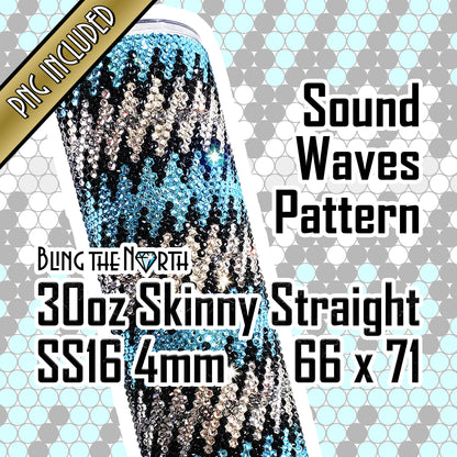 SOUND WAVES Rhinestone Pattern Template | SS16 4mm - 30oz Skinny Straight Tumbler Design | PNG for Sublimation or Vinyl